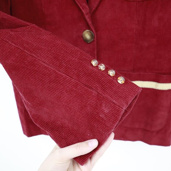 Celeste Corduroy Blazer Womens 13/14 Red Rich Auntie Core Timeless Country Club - Picture 5 of 15
